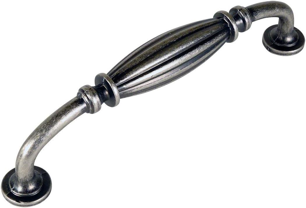 20 Pack Weathered Nickel Cabinet Hardware Ribbed Handle Pull 5 Inch Hole Centers W447008