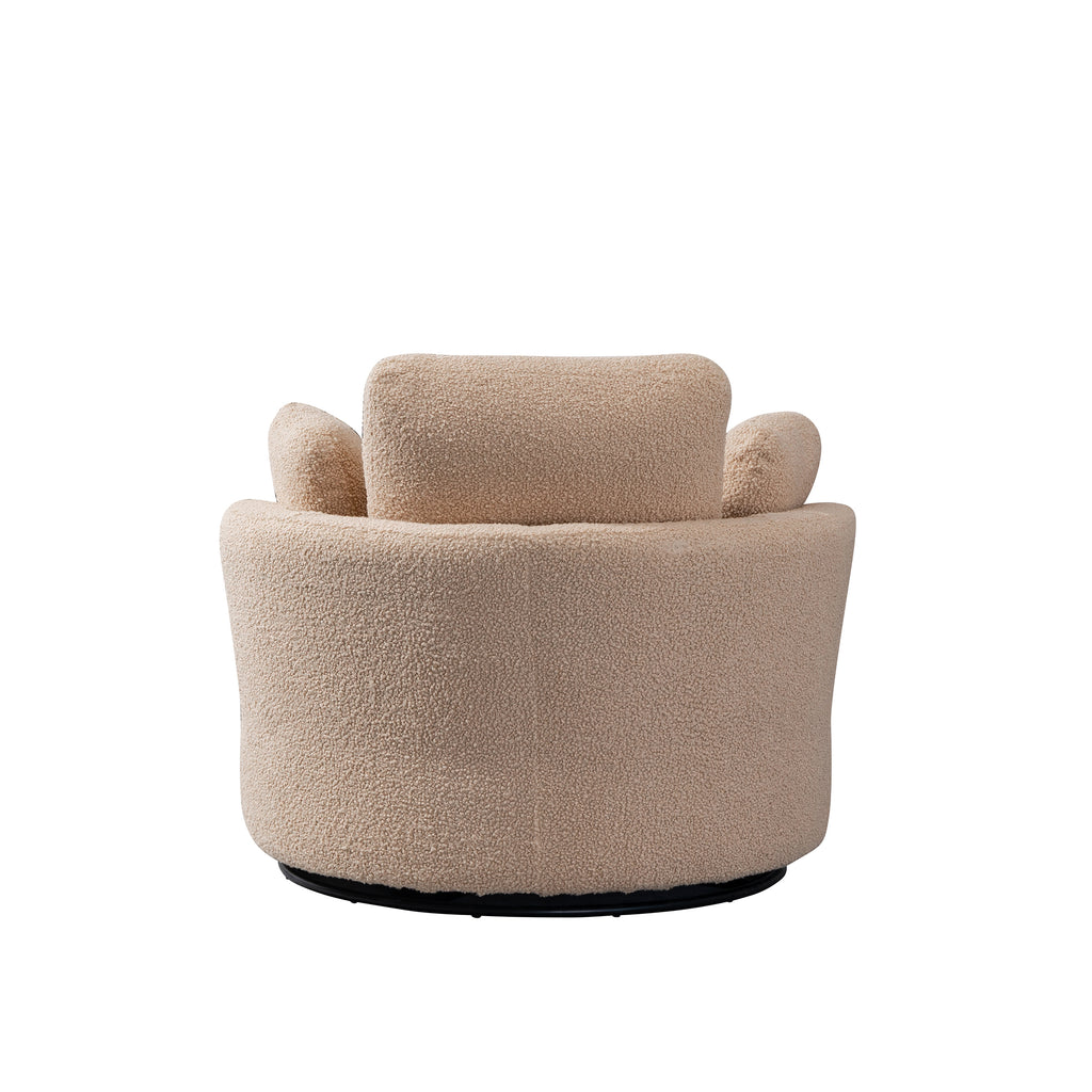 Light Camel Swivel Barrel Chair with 3 Pillows U994