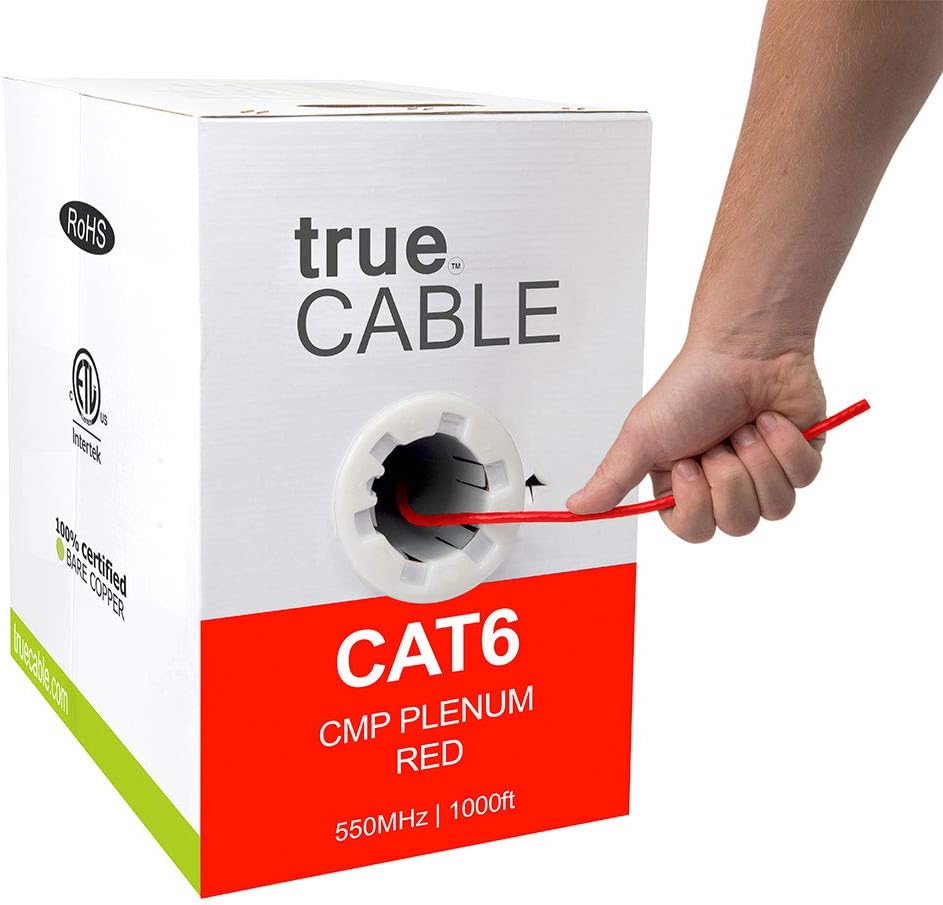 Cat6 Plenum 1000ft Green 23AWG 4 Pair Solid Bare Copper Bulk Ethernet Cable R9293