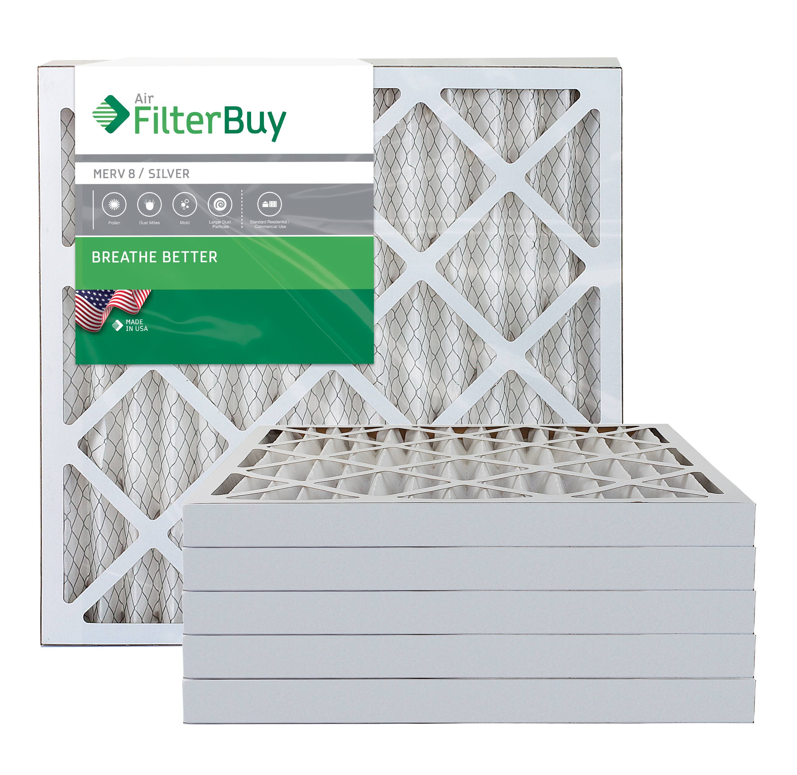 Silver MERV 8 20x20x2 Pleated AC Furnace Air Filter, Pack of 6 N453928
