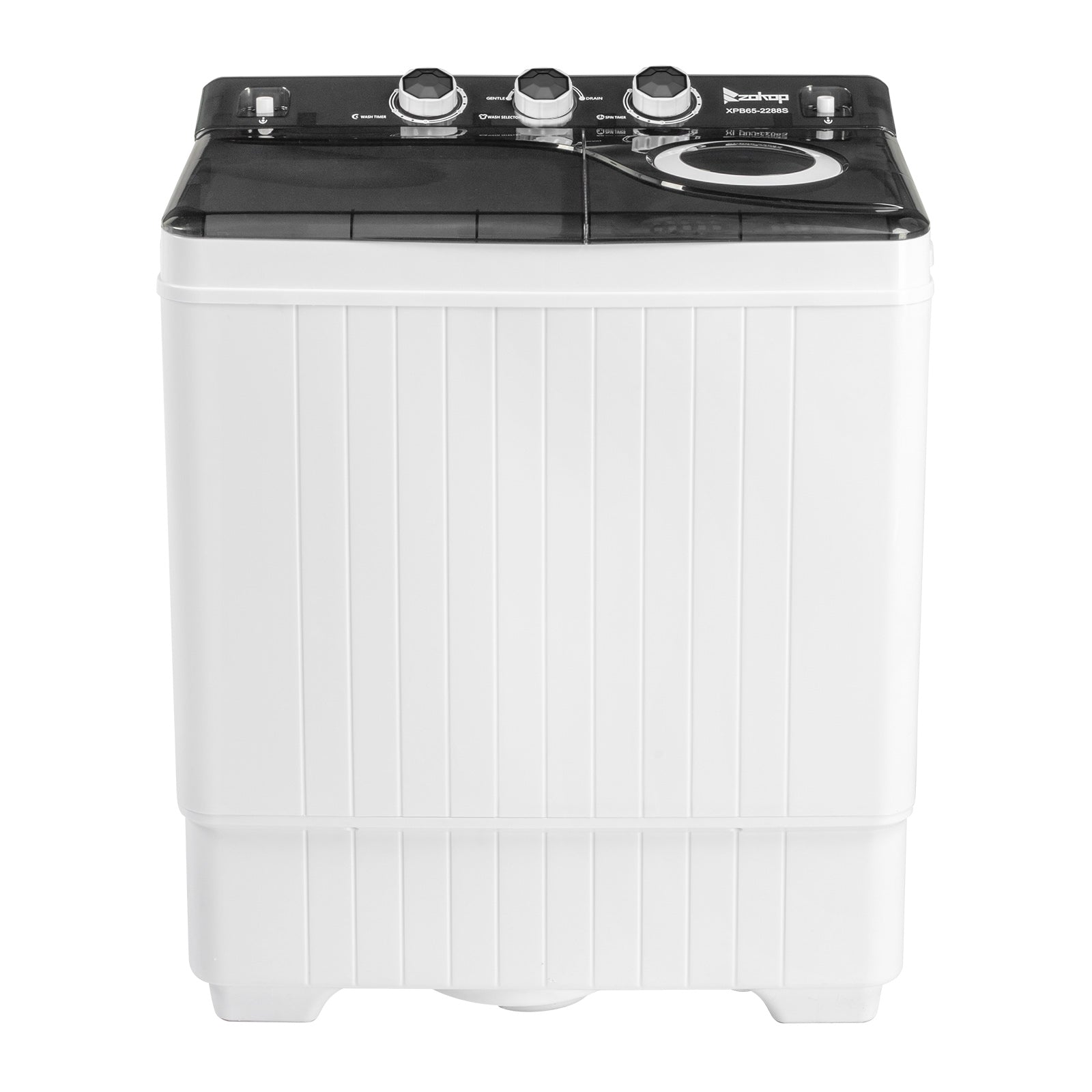 Semi-automatic Twin Tub Washing Machine with Built-in Drain Pump, White&Black W2356
