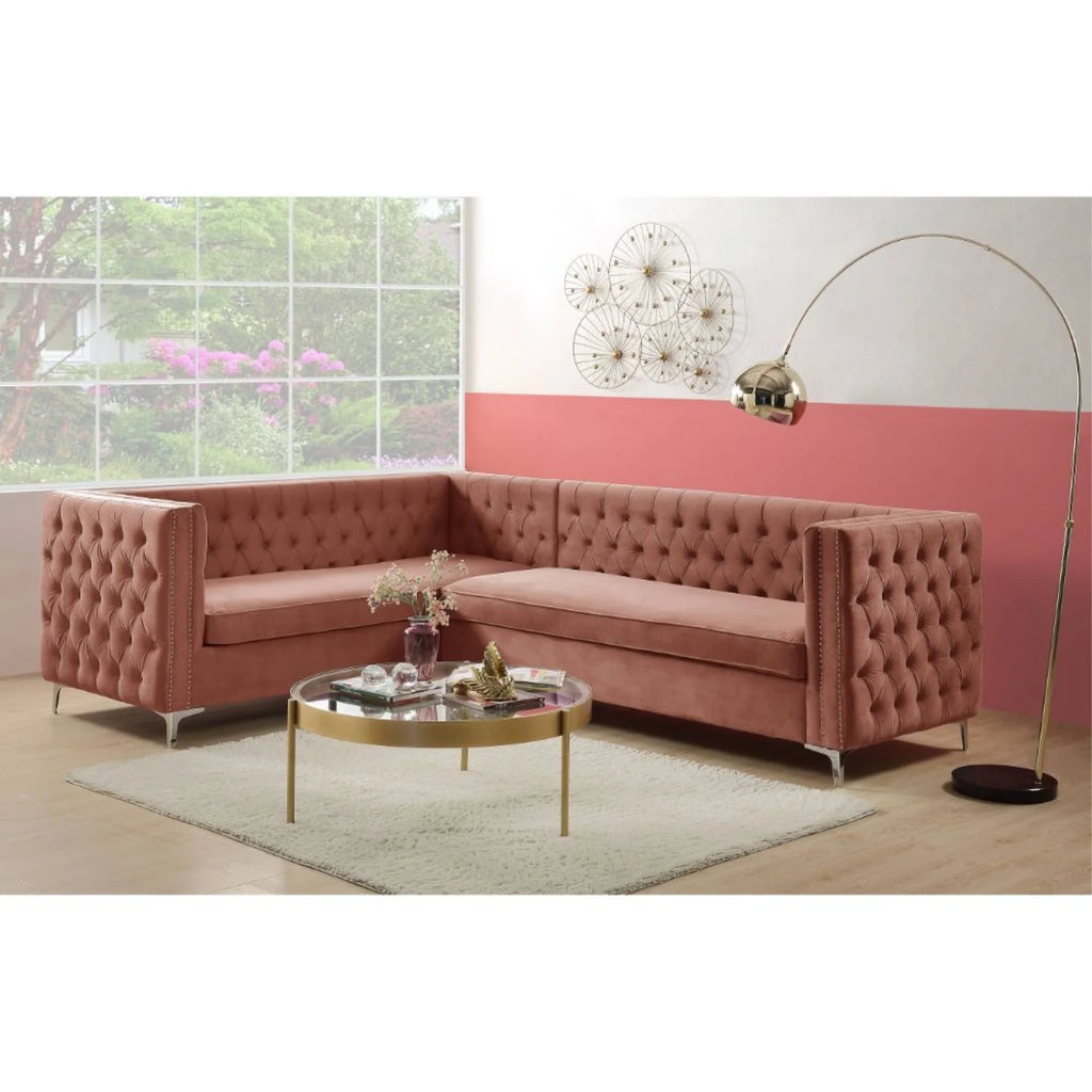 Coral Velvet Sectional Sofa S671