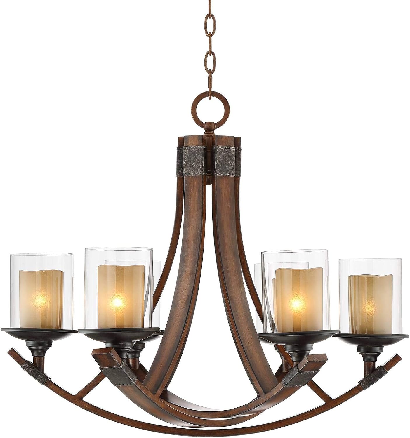 Mahogany Wood Chandelier 6-Light Fixture B20500