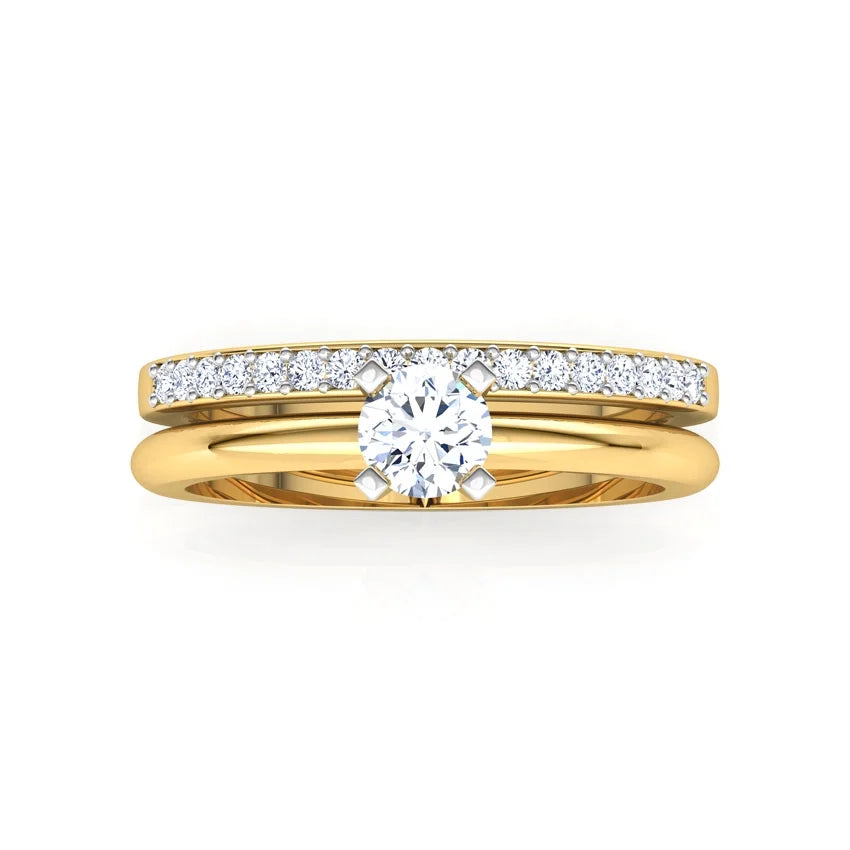 14K Yellow Gold Diamond Wedding Ring Set V291011