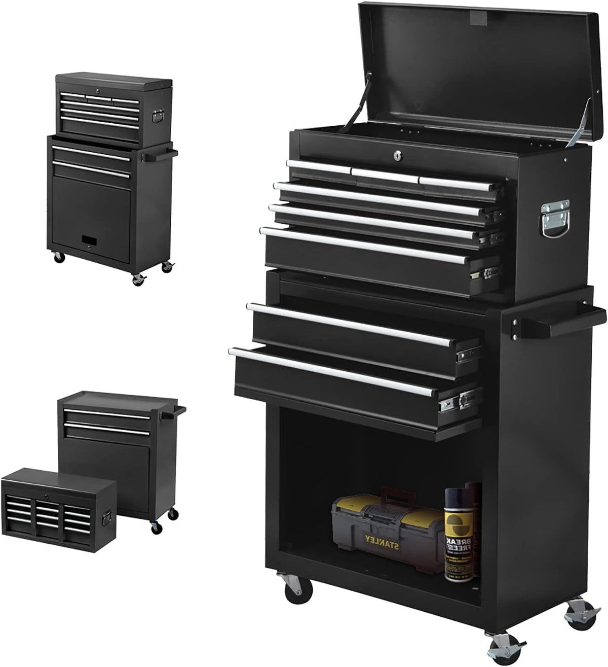 Orange 8 Drawer Rolling Tool Chest with Wheels and Locks B29433