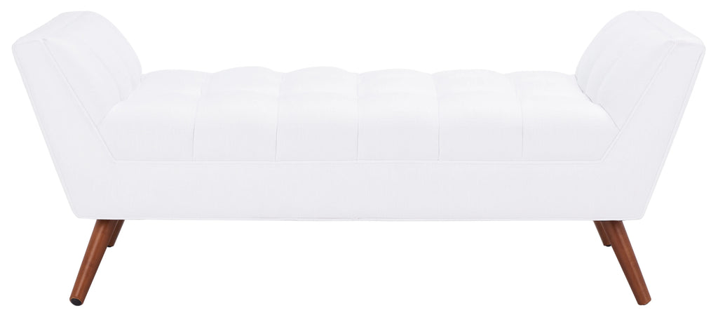 White Solid Tufted Linen Bench W7896