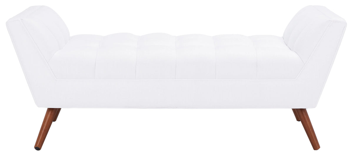 White Solid Tufted Linen Bench W7896
