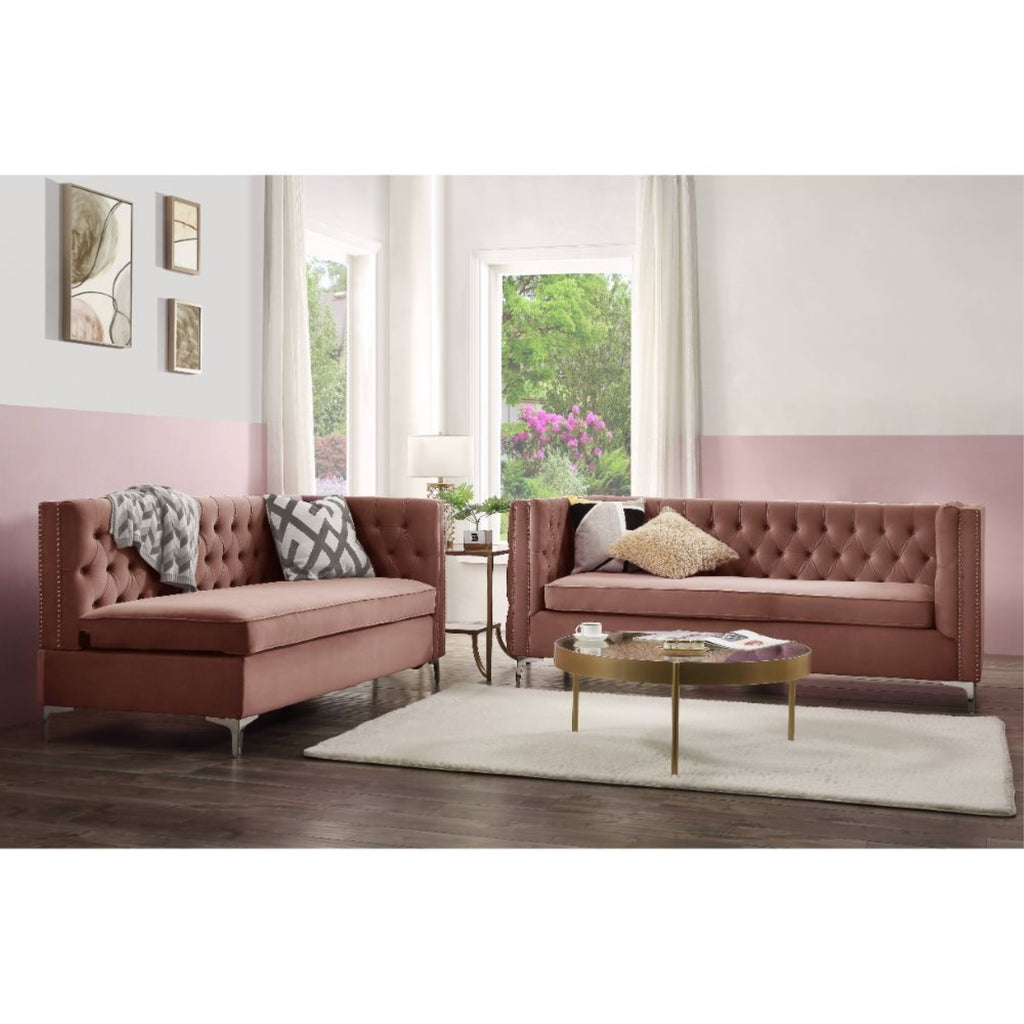 Coral Velvet Sectional Sofa S671