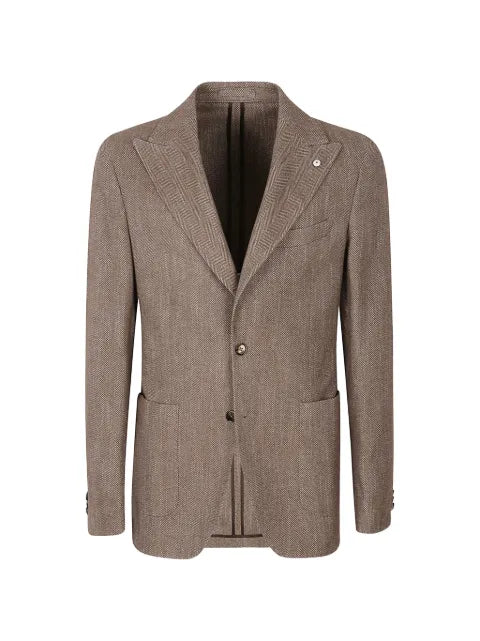 LBM herringbone-pattern peak-lapel jacket