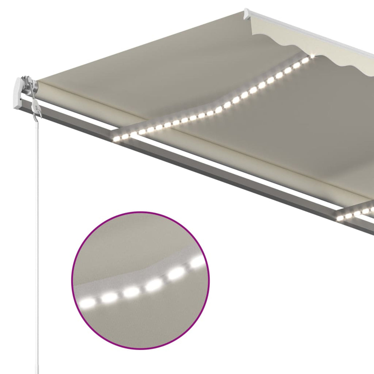 Cream Retractable Awning with LED R381741