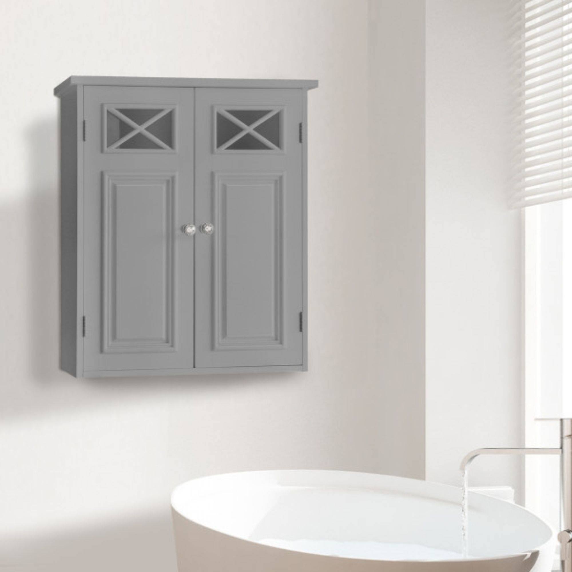 Grey Wall Cabinet with Two Doors F315