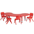 5 Piece Half Moon Activity Table Set in Red H2534