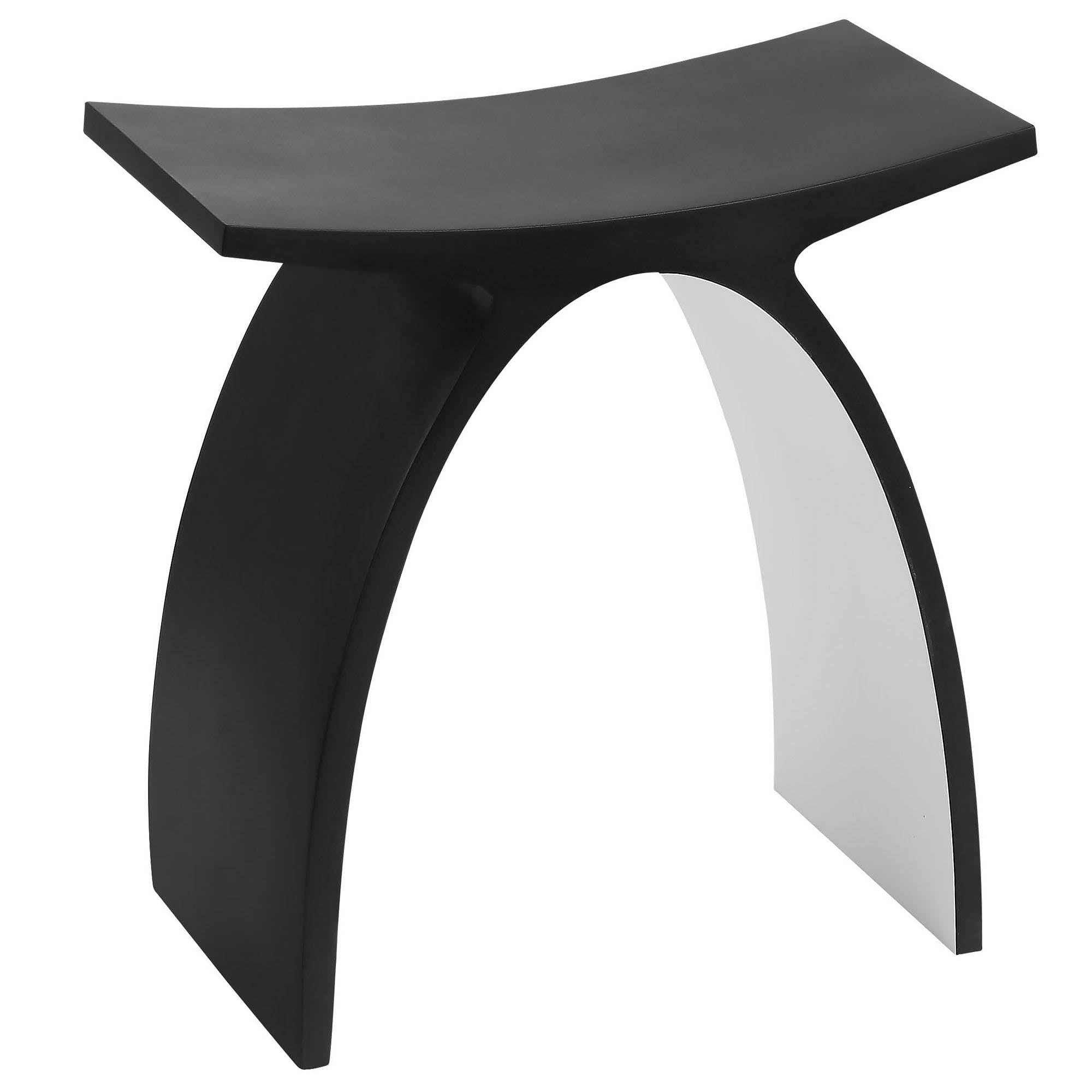 Black Matte & White Arched Solid Surface Resin Bathroom Stool C4585