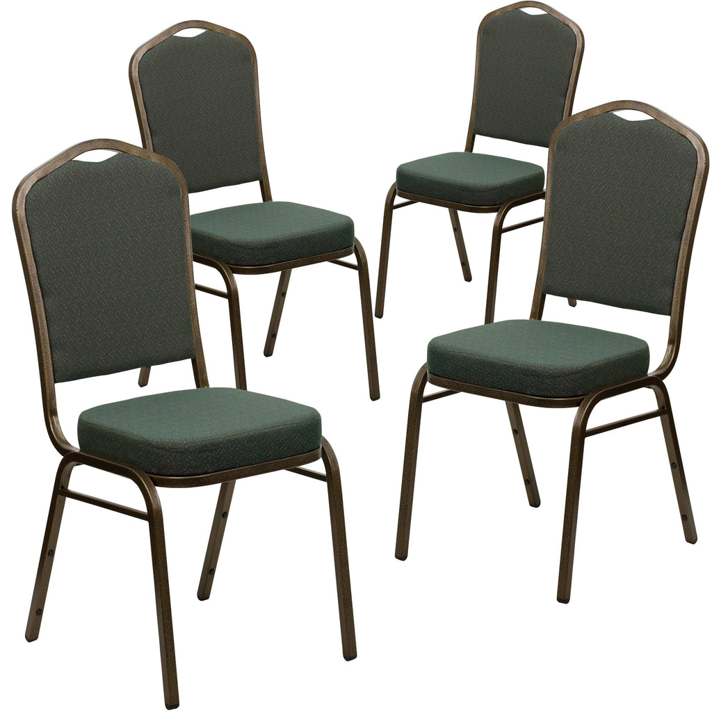 Green Patterned Fabric Stacking Banquet Chair 4 Pack W50696