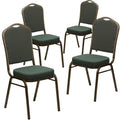 Green Patterned Fabric Stacking Banquet Chair 4 Pack W50696