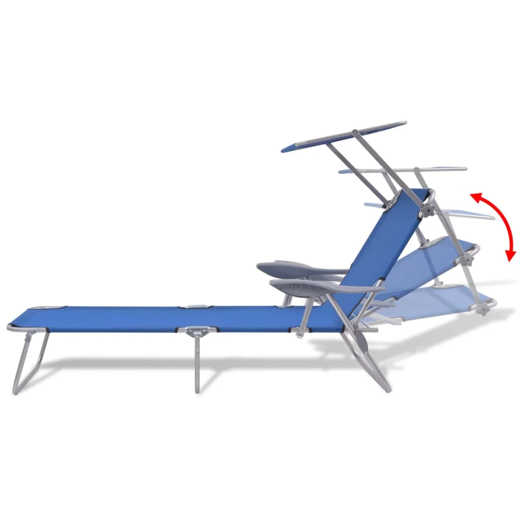 Steel Blue Sun Lounger with Canopy A3753