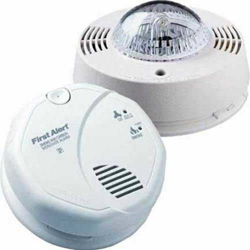 Hard Wired Smoke Carbon Monoxide Photoelectric Alarm with Strobe A86351