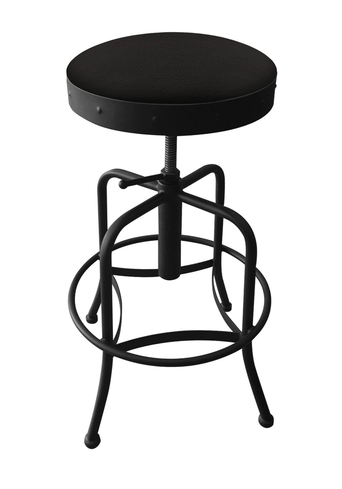 Industrial-Adjustable Stool with Black Wrinkle Finish and Canter Espresso Seat N4150