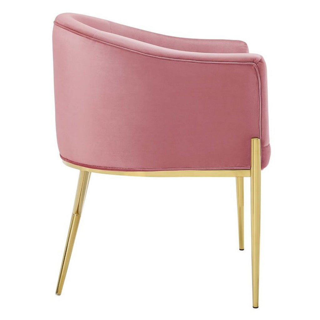 Pink Velvet Tufted Accent Dining Arm Chair M366