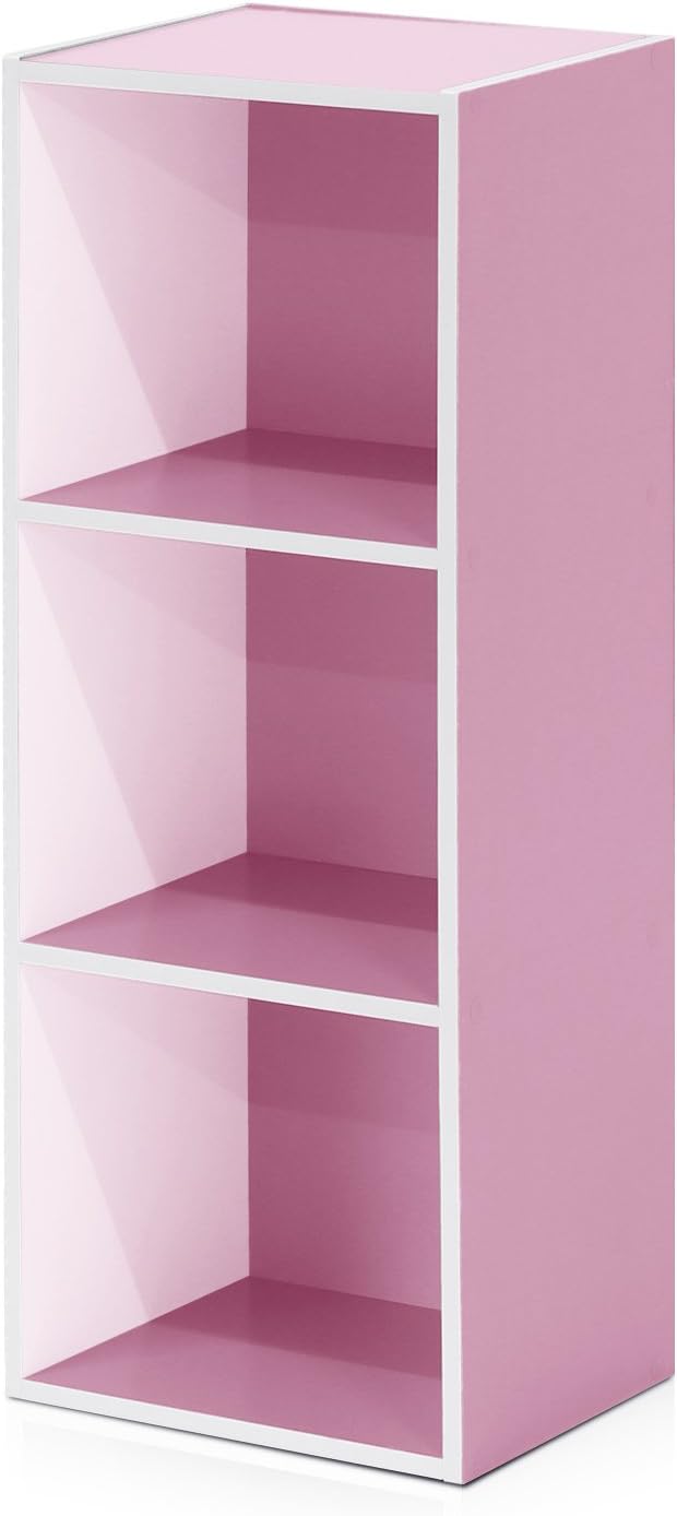White/Pink 3-Tier Open Shelf Bookcase P990