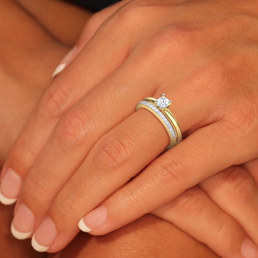14K Yellow Gold Diamond Wedding Ring Set V291011