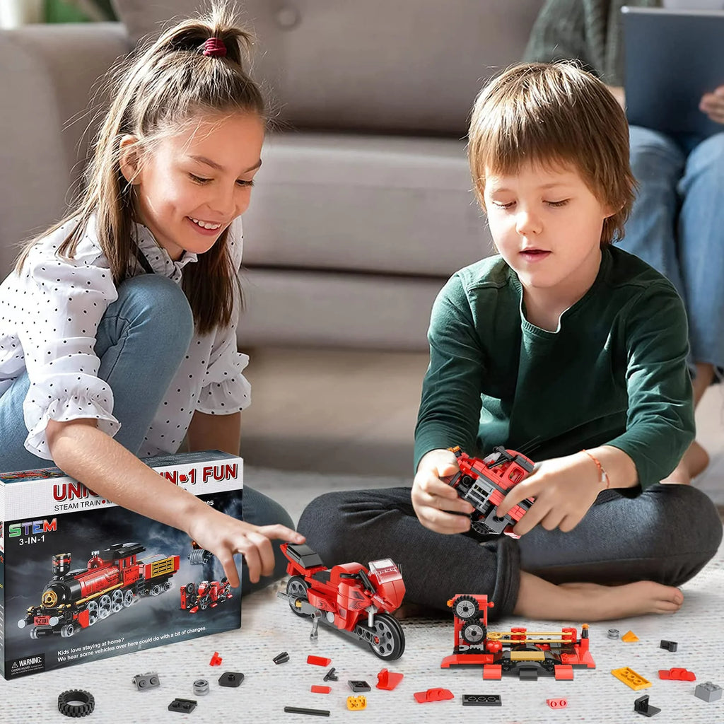 Red 3in1 City Train Building Block Set H91206