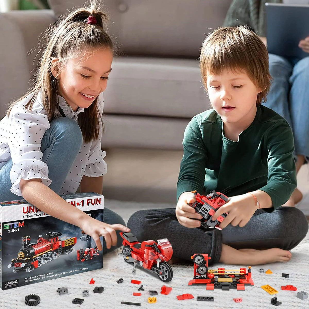 Red 3in1 City Train Building Block Set H91206