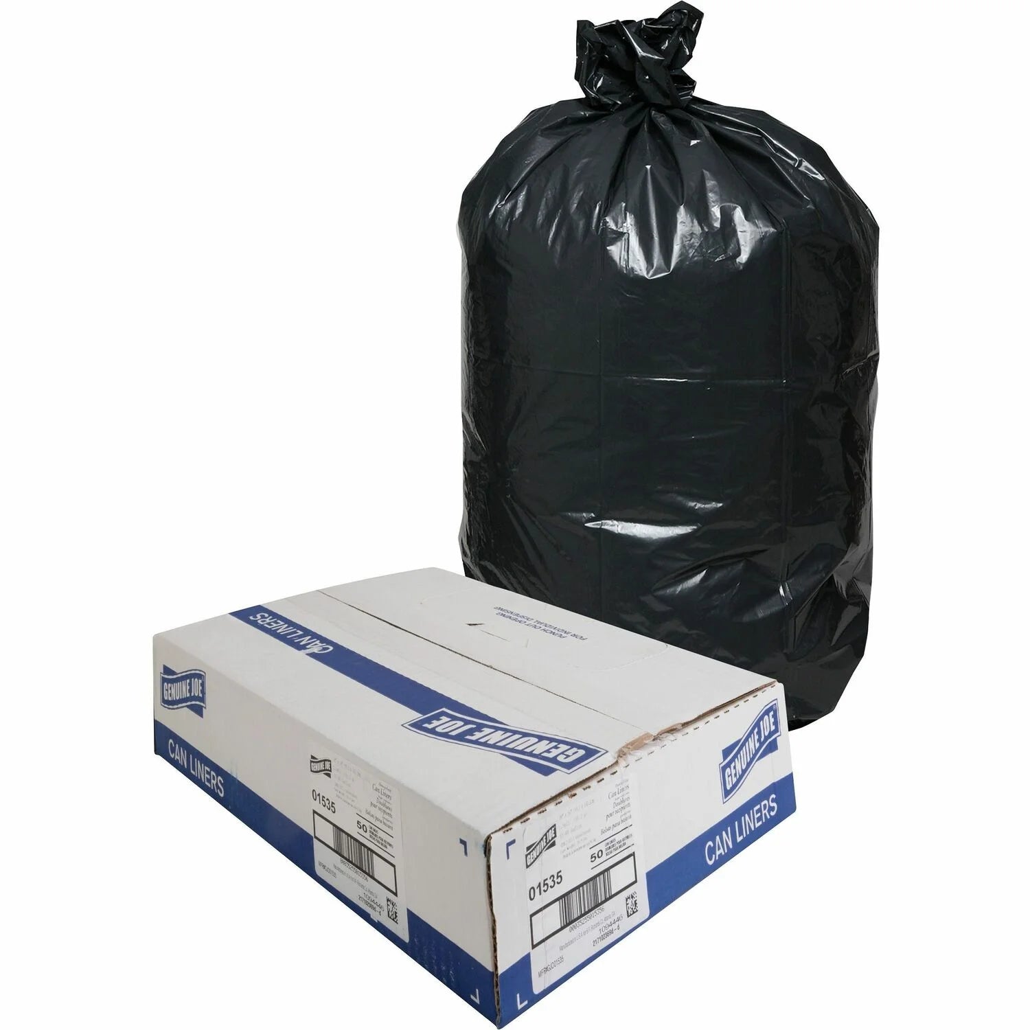 Black 60 Gallon Trash Can Liners, 50 per Box L76686