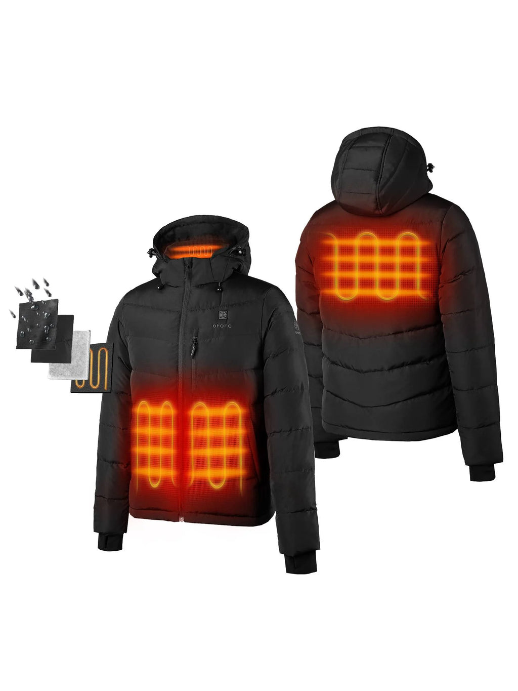 Heated Jacket with 90% Down Insulation, Black, L X27974