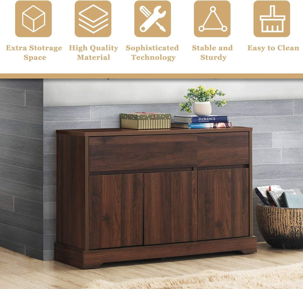 Walnut Buffet Sideboard with 2 Drawers and 2 Cabinets Z15133
