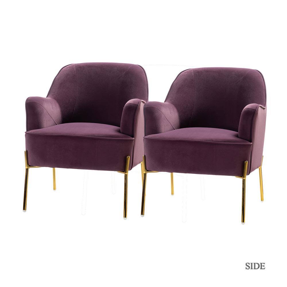 Purple Gold Legs Accent Chair (Set of 2) D7096