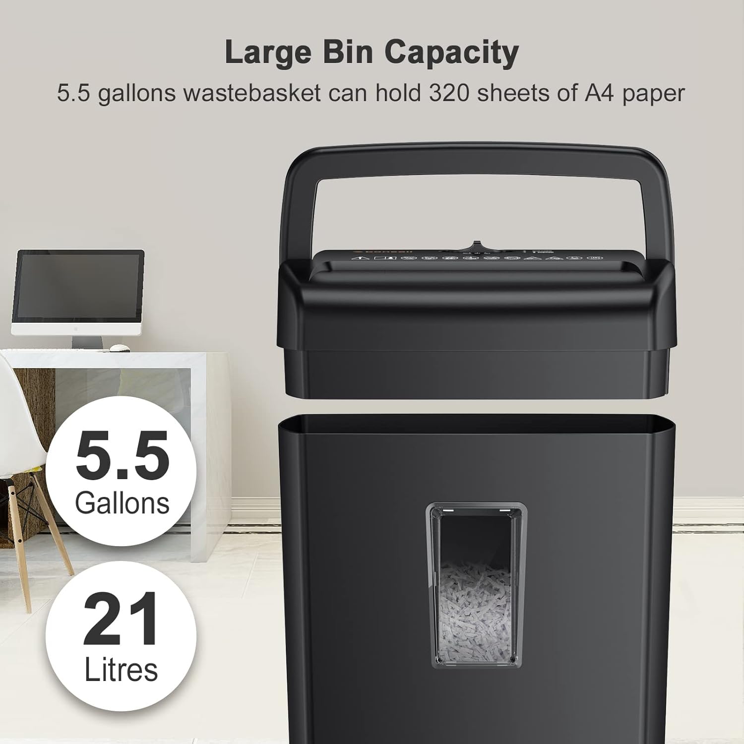 10-Sheet Cross-Cut Paper Shredder, 5.5 Gallons Wastebasket, Black, Pack of 2 Z58977
