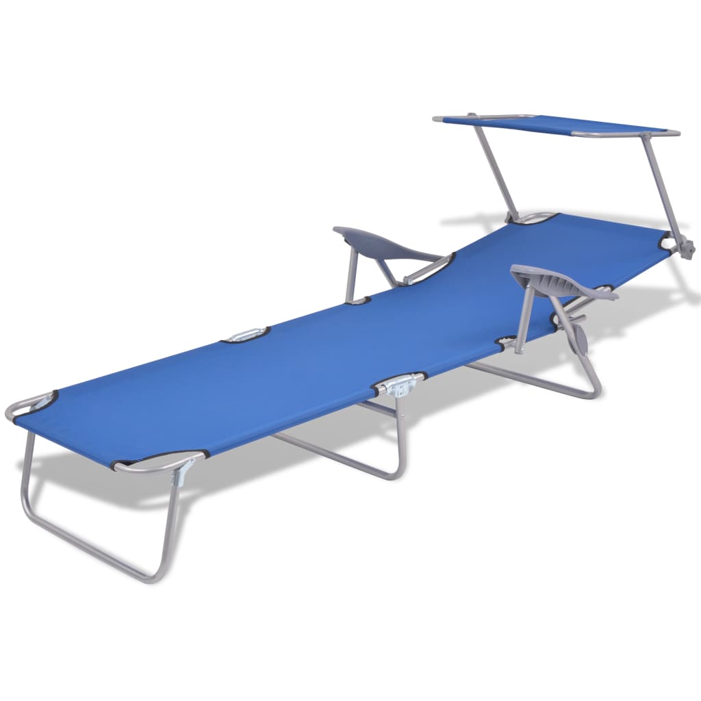 Steel Blue Sun Lounger with Canopy A3753