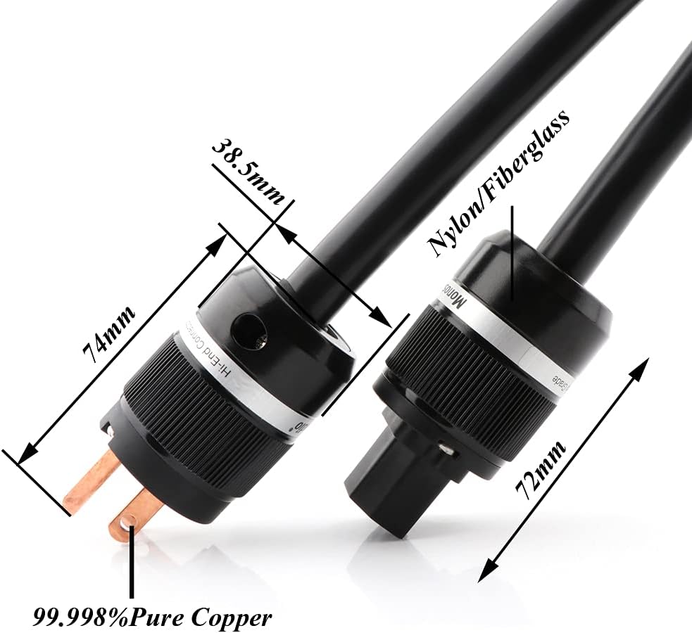 11AWG Pure Copper Power Cord with US Plug and IEC320 C13 Connector 6.6ft M621533