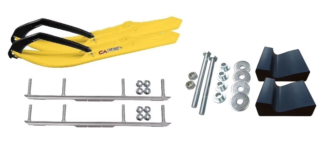 Yellow Snowmobile Skis with 4.5" Shaper Bars Complete Kit F60457