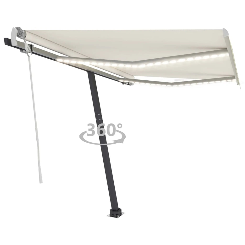 Cream Retractable Awning with LED R381741