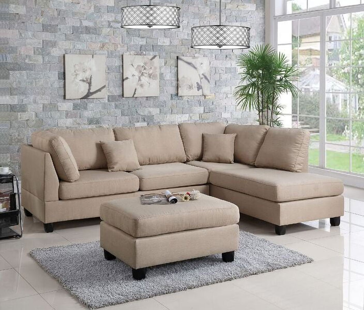 Reversible Sectional with Ottoman Set B49624