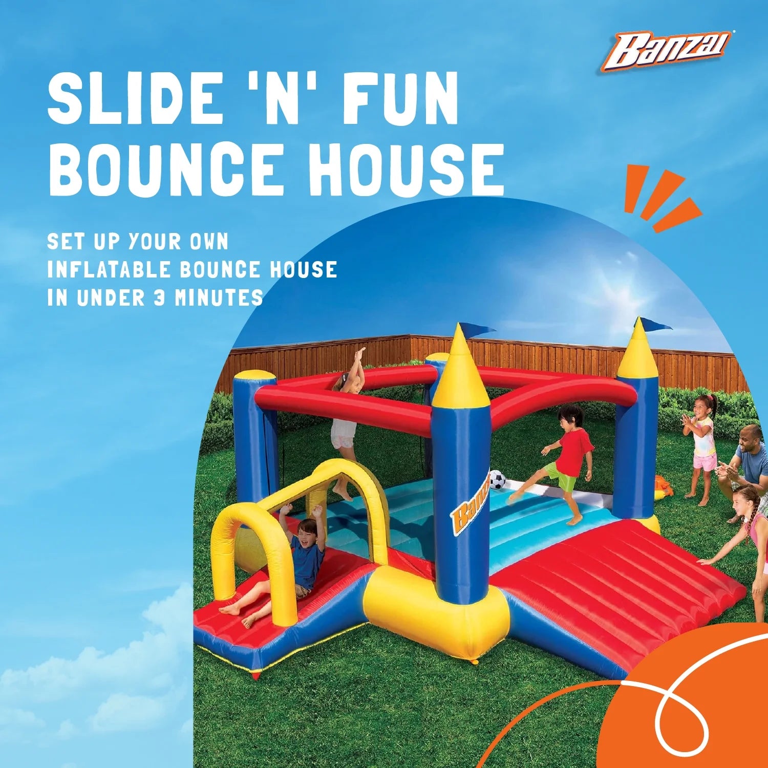 Inflatable Slide & Bounce House with Soccer Net and Ball E20066