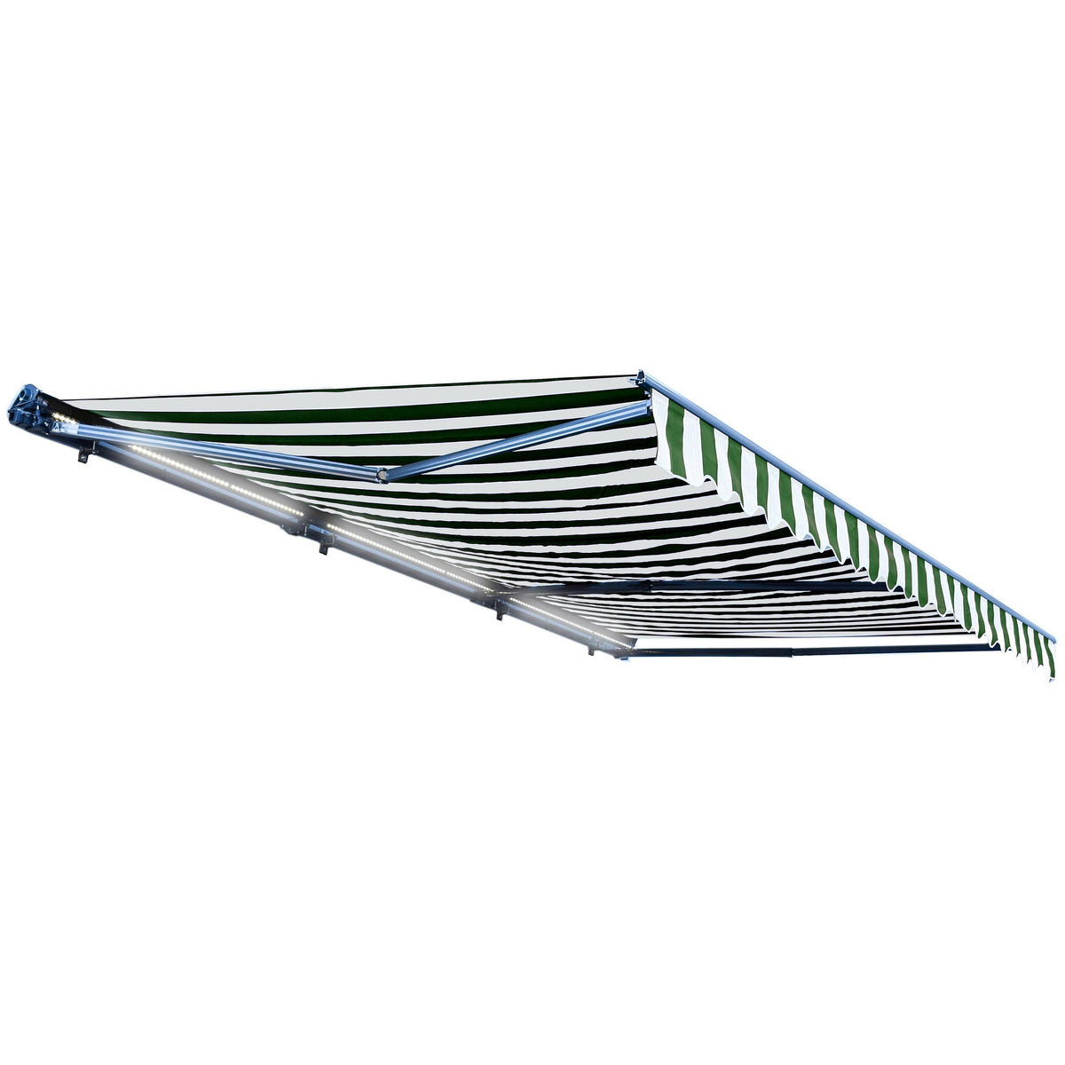 Motorized LED Half Cassette Retractable Awning 10 x 8 Feet Green/White J664083