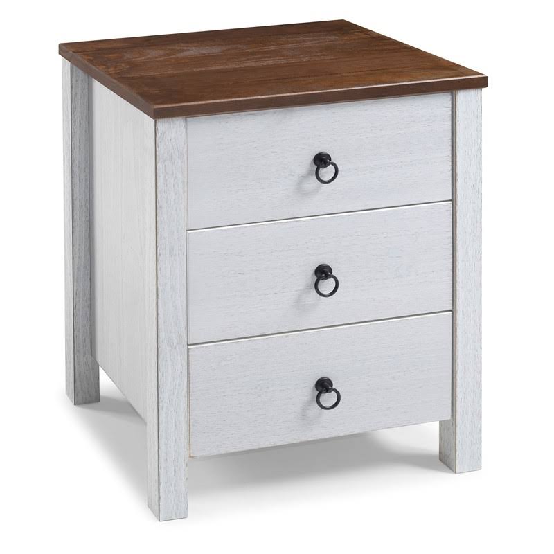 White Distressed Wood Three Drawer Chest M139303
