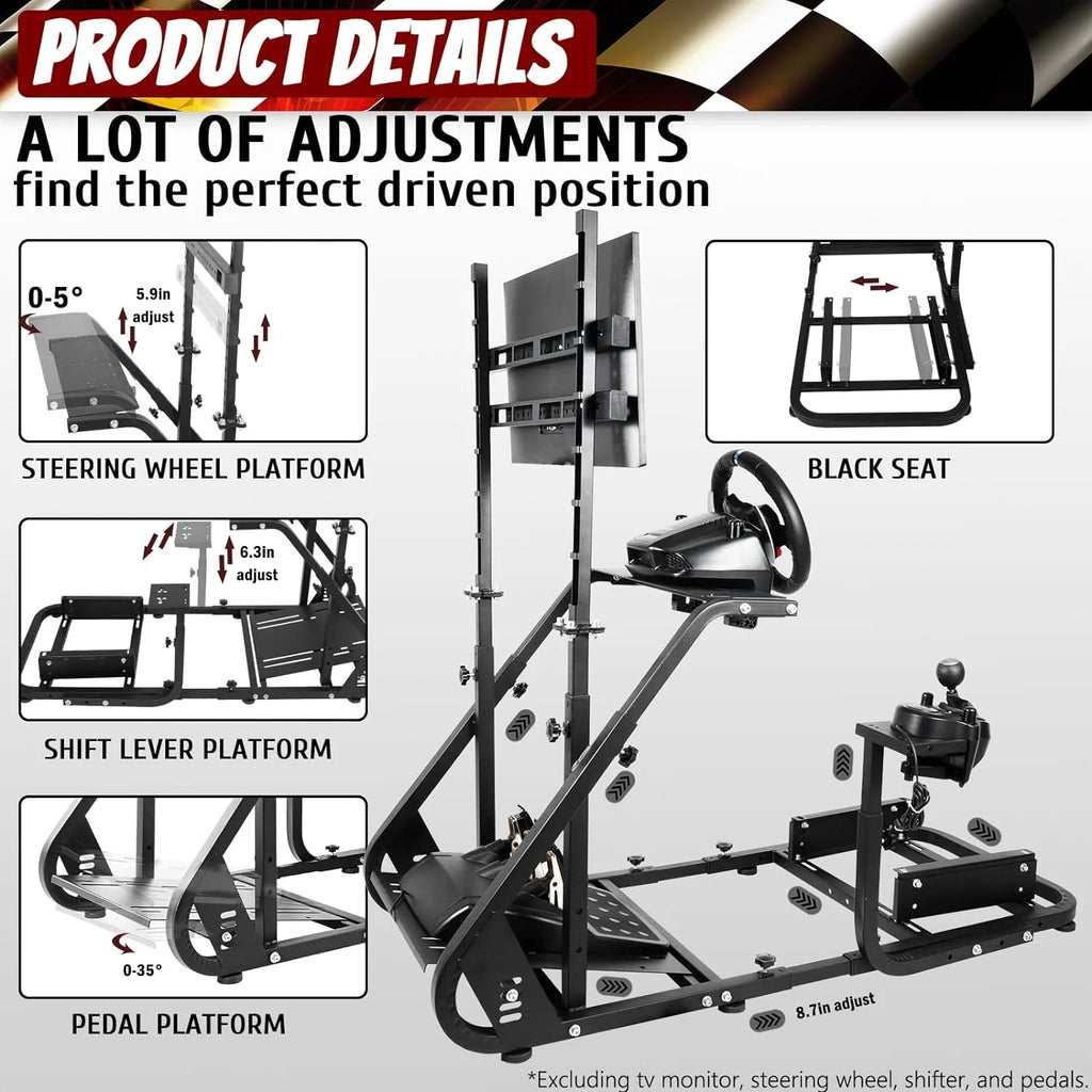 Racing Simulator Cockpit Wheel Stand with Monitor Stand O662527