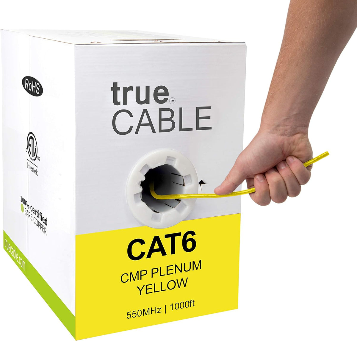 Cat6 Plenum 1000ft Green 23AWG 4 Pair Solid Bare Copper Bulk Ethernet Cable R9293