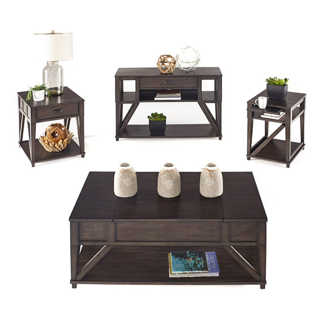 Wood Sofa Console Table in Midnight Oak Brown Y152