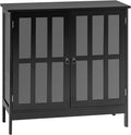 Black Wooden Storage Cabinet with Doors P977947