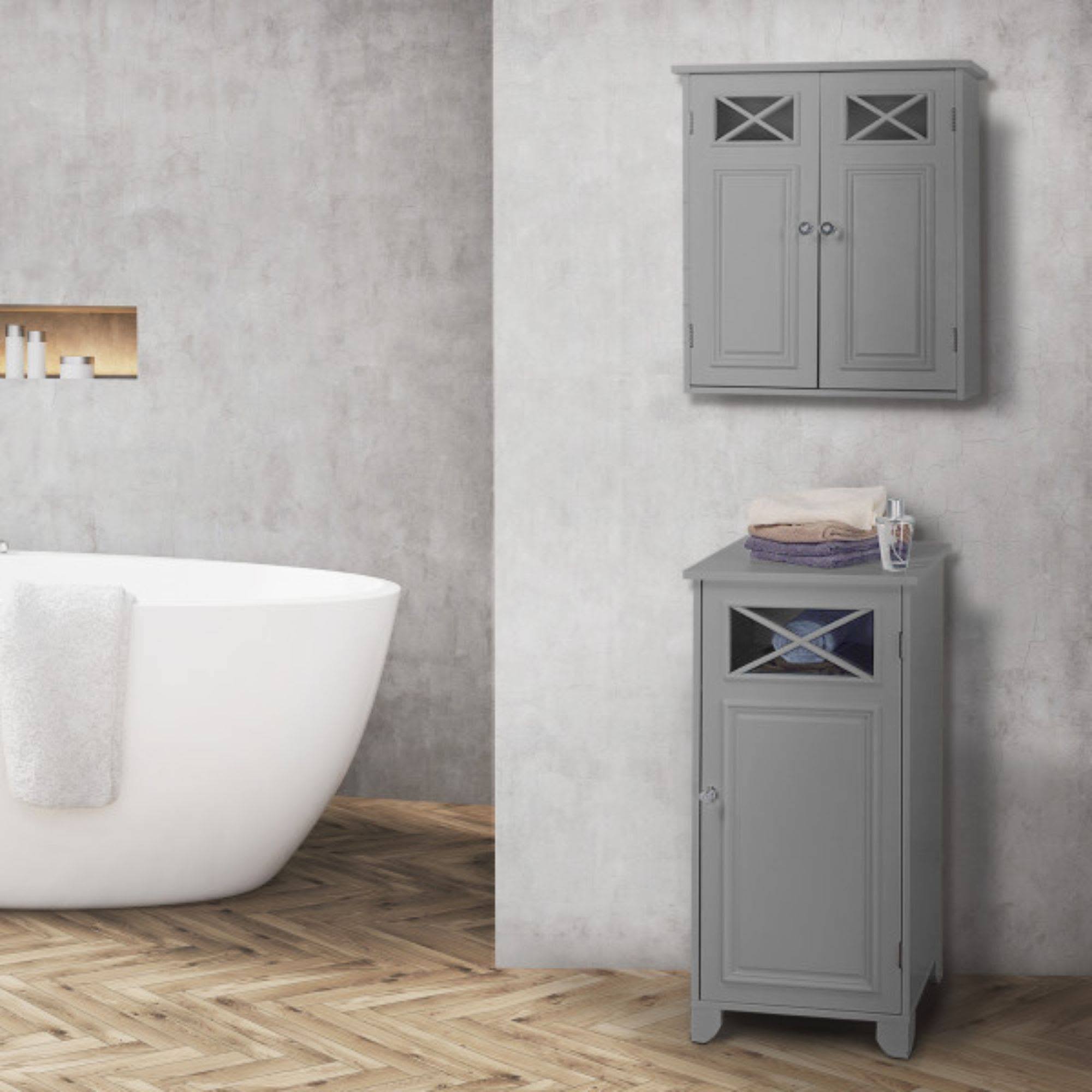 Grey Wall Cabinet with Two Doors F315