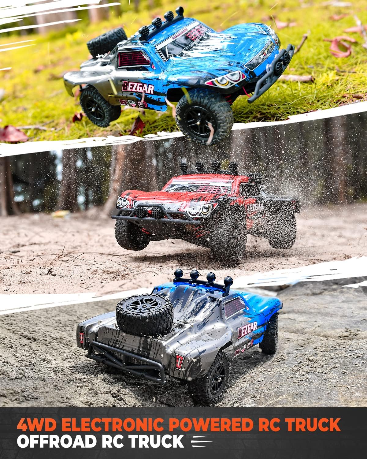 1:10 Scale 4WD Remote Control Monster Truck with 2 Rechargeable Batteries S2317