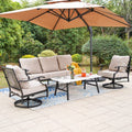 Beige 5-Seat Outdoor Patio Conversation Sofa Set W65008