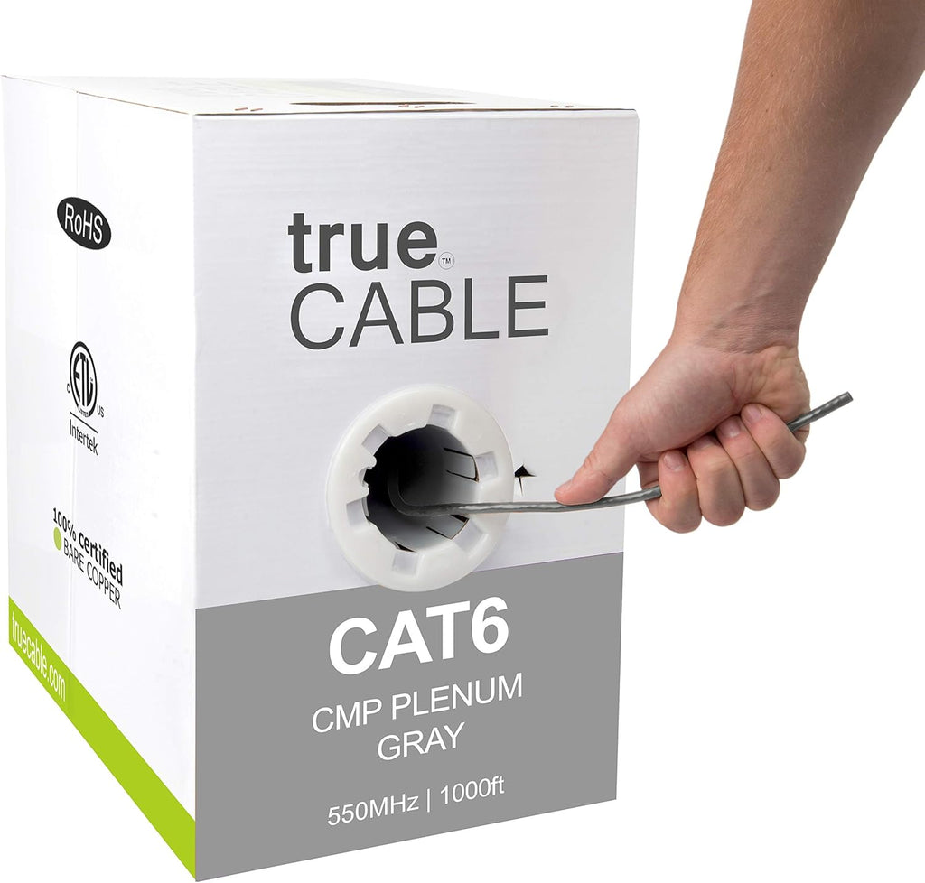 Cat6 Plenum 1000ft Green 23AWG 4 Pair Solid Bare Copper Bulk Ethernet Cable R9293