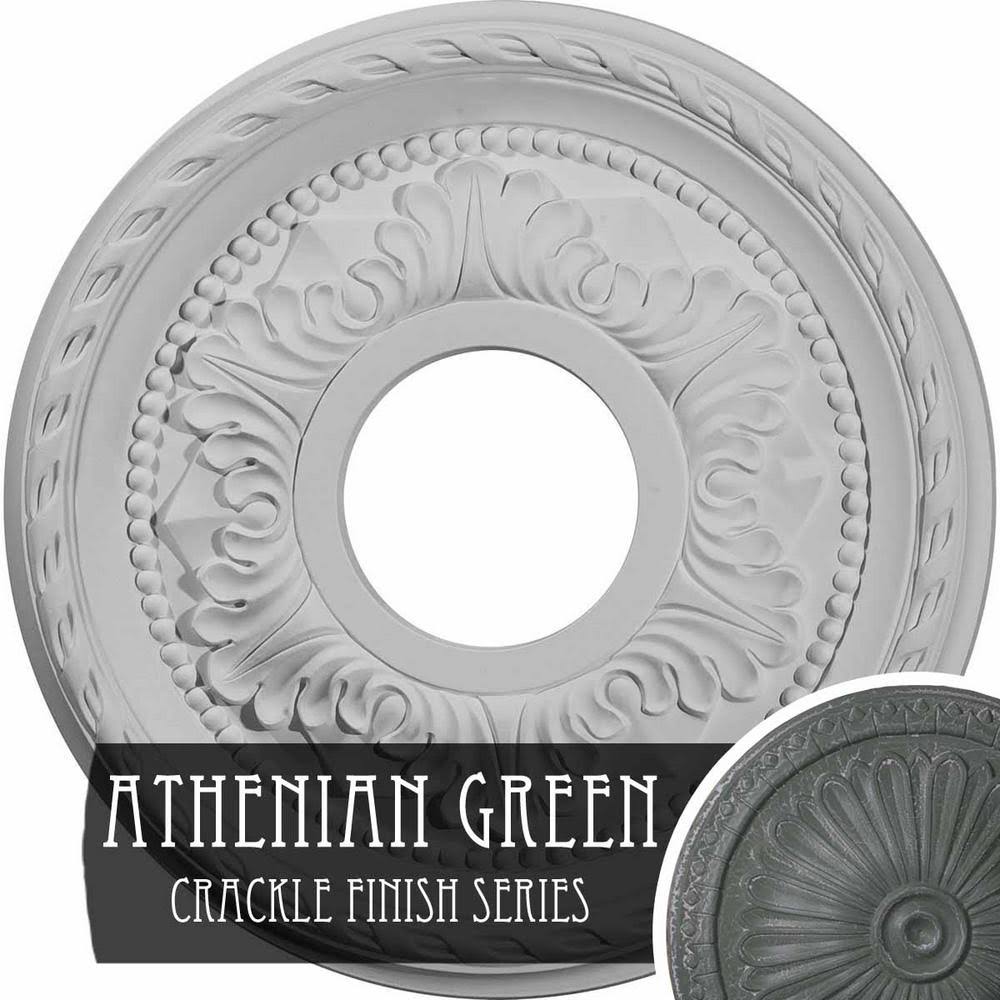 12 1/8x22OD x 3 1/2x22ID x 1x22P Hand-Painted Athenian Green Crackle Ceiling Medallion Z519212