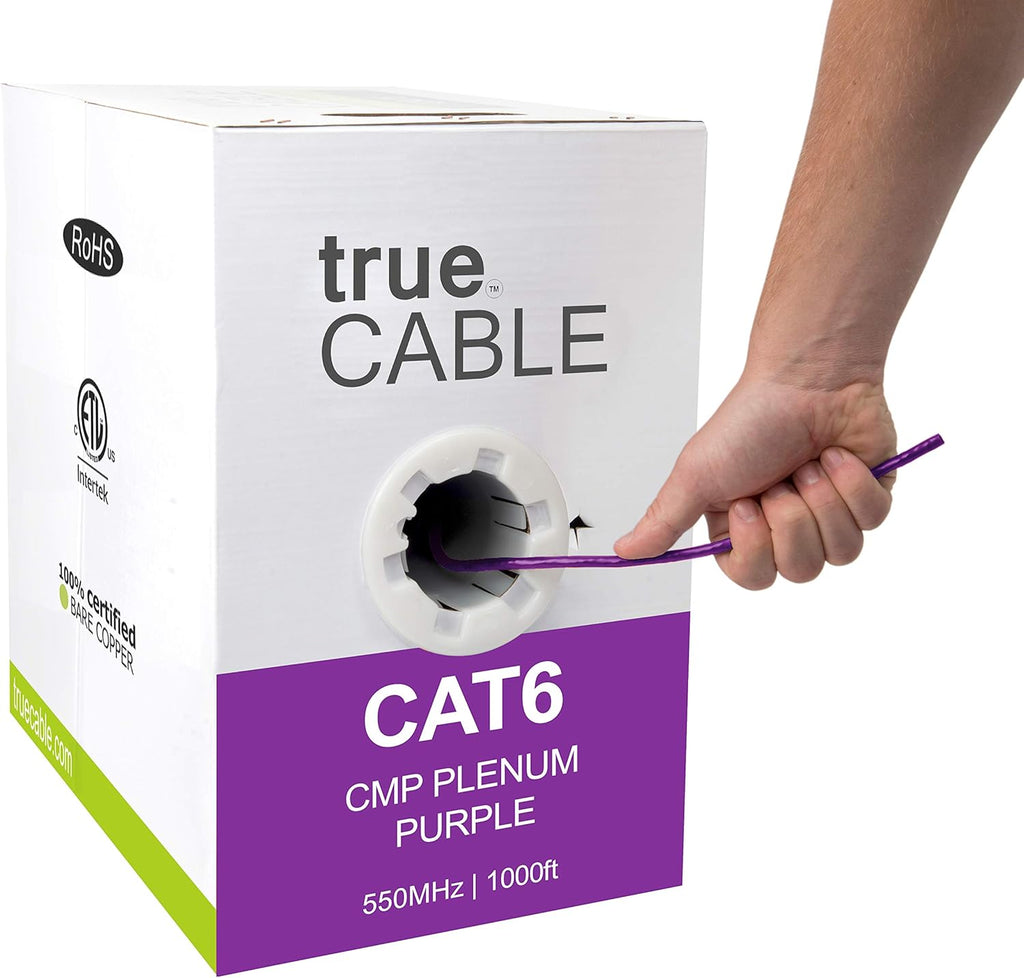 Cat6 Plenum 1000ft Green 23AWG 4 Pair Solid Bare Copper Bulk Ethernet Cable R9293